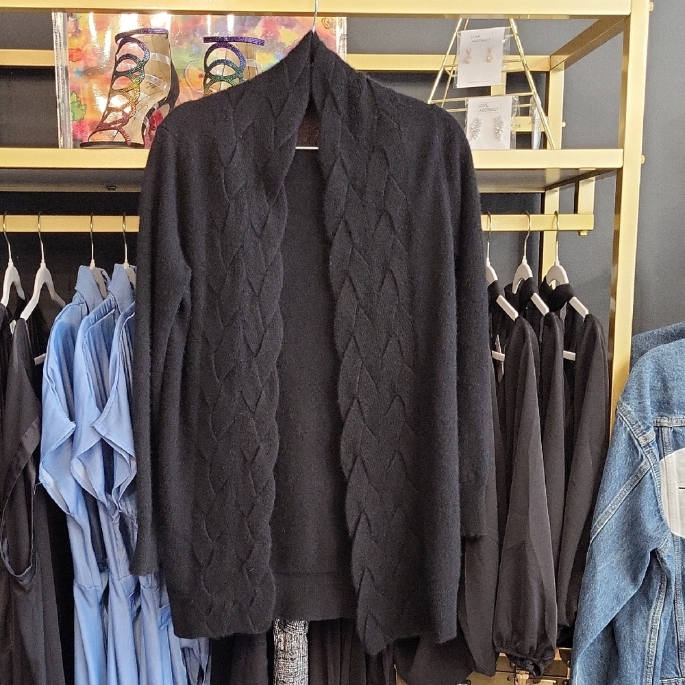 Black Cable Knit Cardigan
